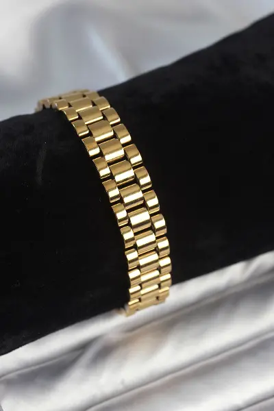 316L Çelik Gold Renk 12 mm Kalınlık Erkek Bileklik TJ-EB3776