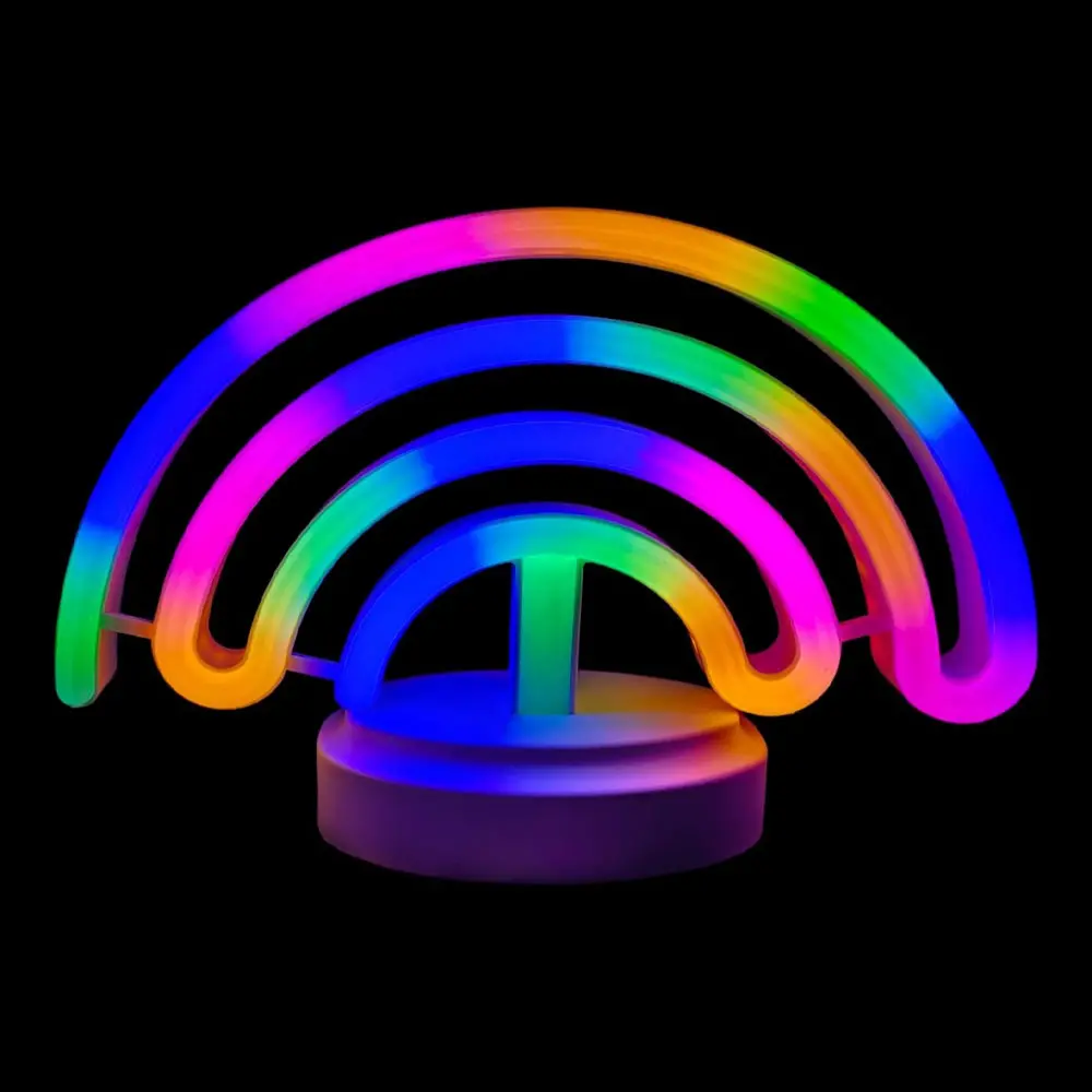 Neon Işıklı Gökkuşağı Masa Gece Lambası Pil ve Usb
