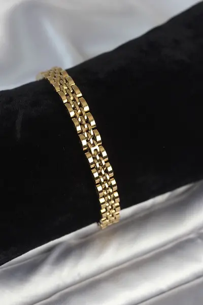 316L Çelik 7 mm Kalınlıkta Gold Renkli Erkek Bileklik TJ-EB3767