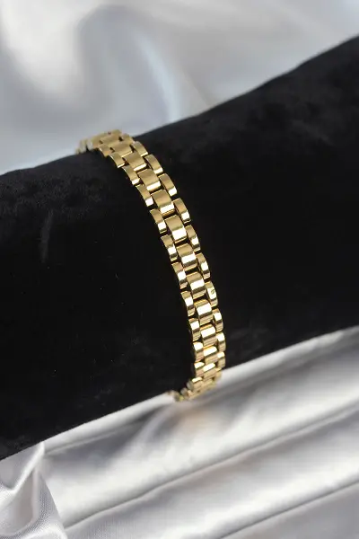 316L Çelik Gold Renk 7 mm Kalınlık Erkek Bileklik TJ-EB3763
