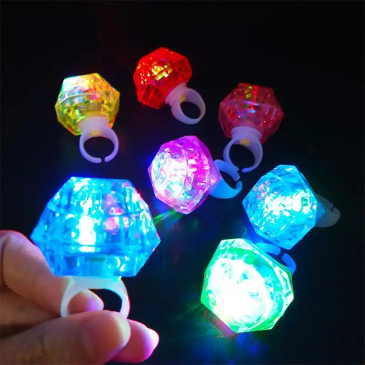 Kristal LED Parti Yüzük Seti 6 lı