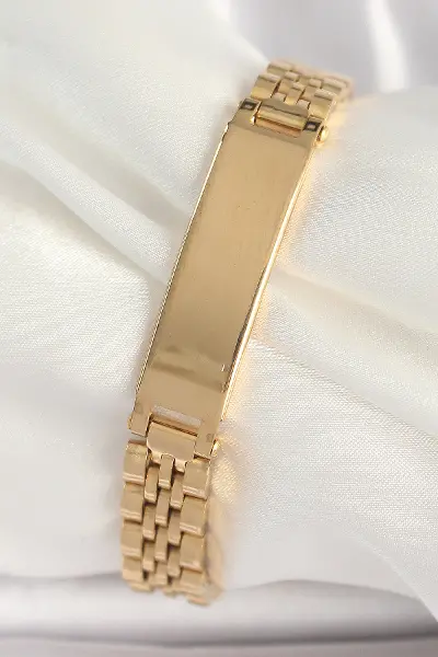 316L Çelik Gold Renk Zincir Künye Model Erkek Bileklik TJ-EB3719