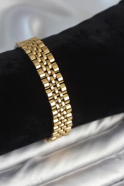 316L Çelik 12 mm Kalınlıkta Gold Renkli Erkek Bileklik TJ-EB3779