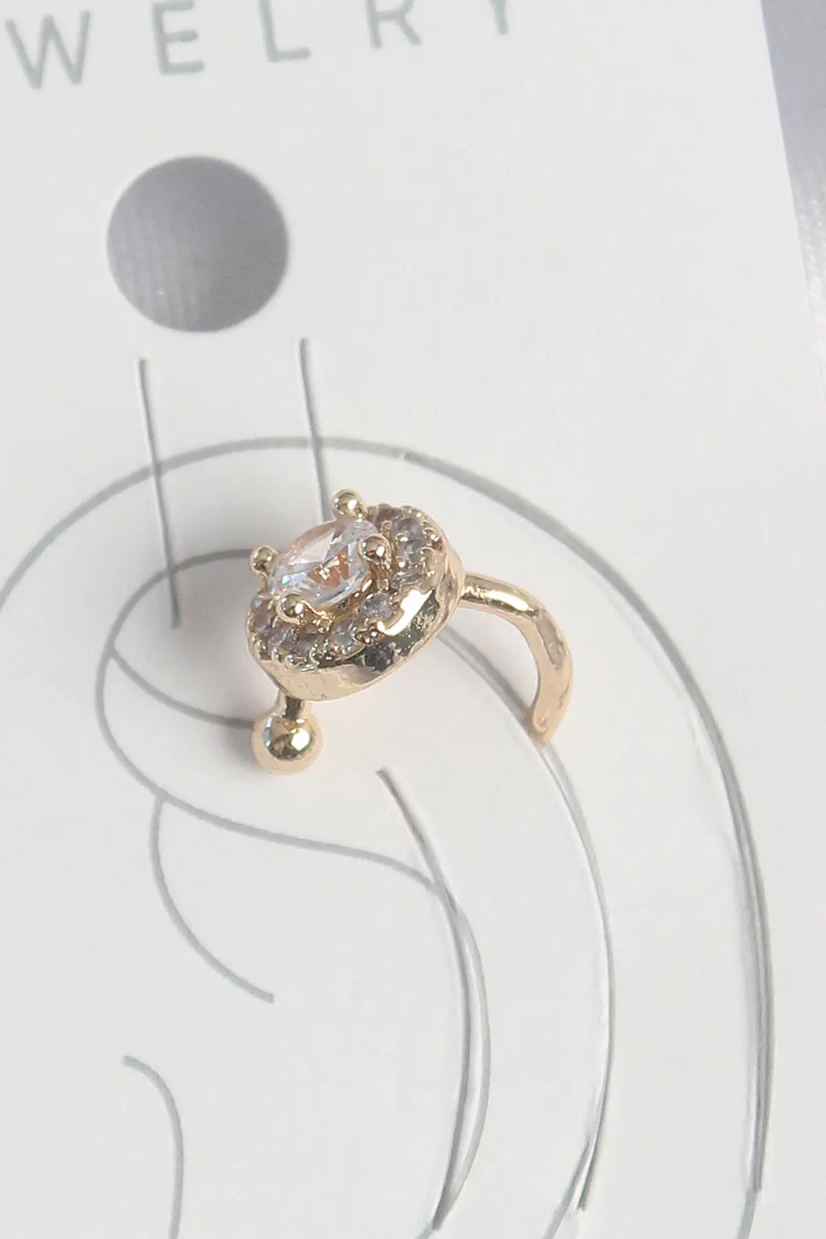 Pirinç Gold Renk Zirkon Taşlı Kadın Kıkırdak Küpe TJ-BKP10573