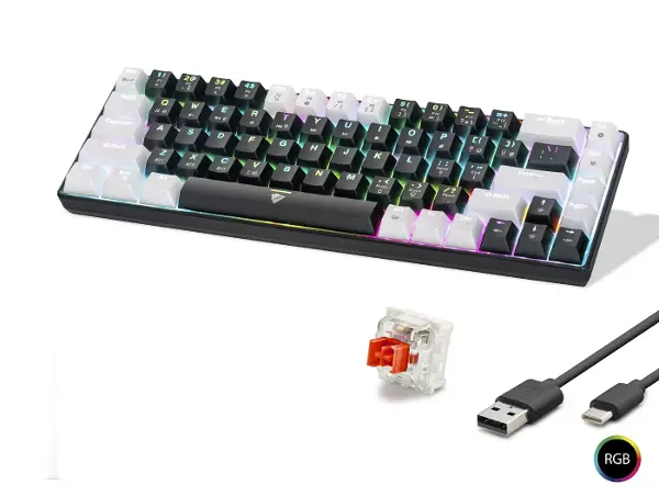 Mekanik Klavye Tri Mod Rgb Red Switch - Siyah Beyaz MF1703B