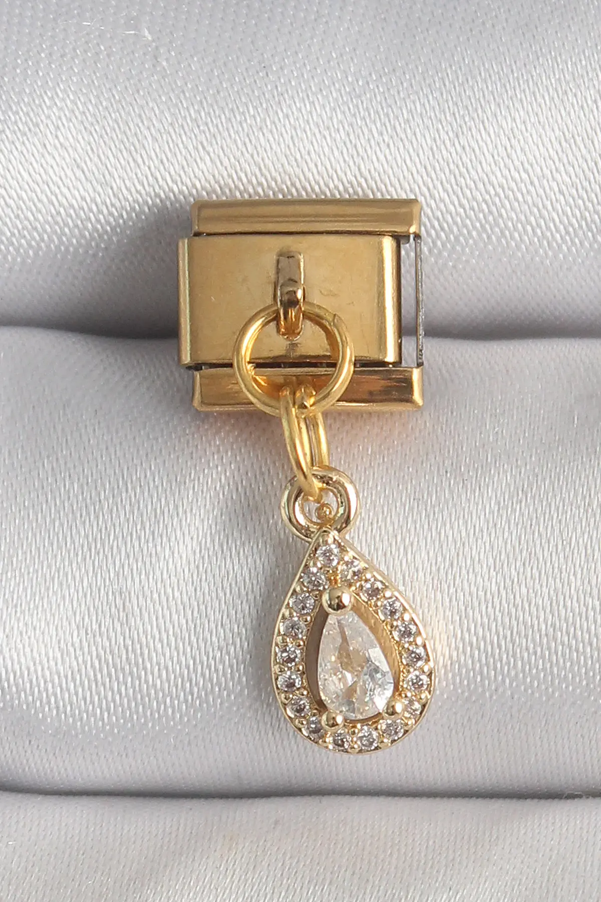 316L Çelik Gold Renk Sallantı Damla Zirkon Taşlı Nomination Charm TJ-BC1354