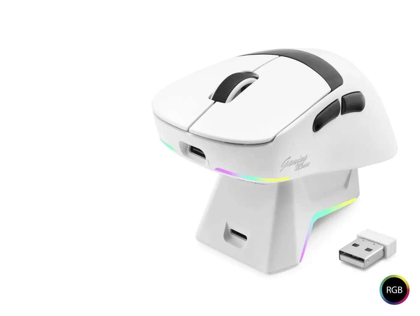 Kablosuz Rgb Mouse Şarj Standlı - Beyaz MF1216W