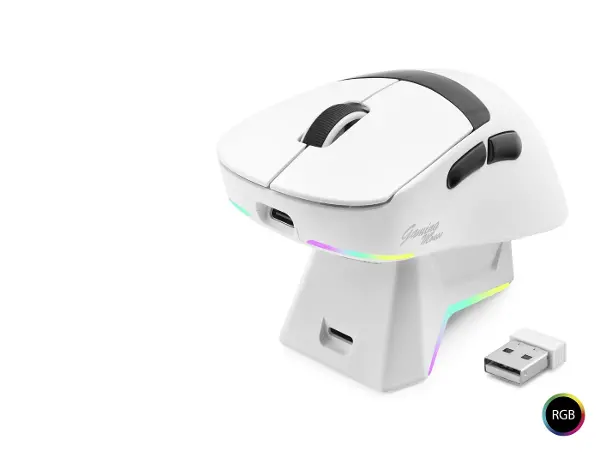 Kablosuz Rgb Mouse Şarj Standlı - Beyaz MF1216W