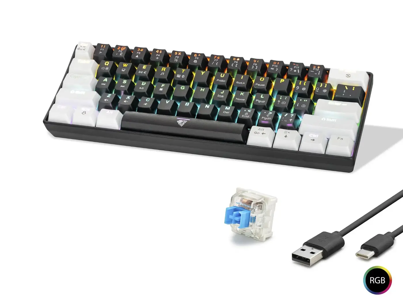 Mekanik Rgb Klavye Blue Switch - Siyah Beyaz MF1701BW