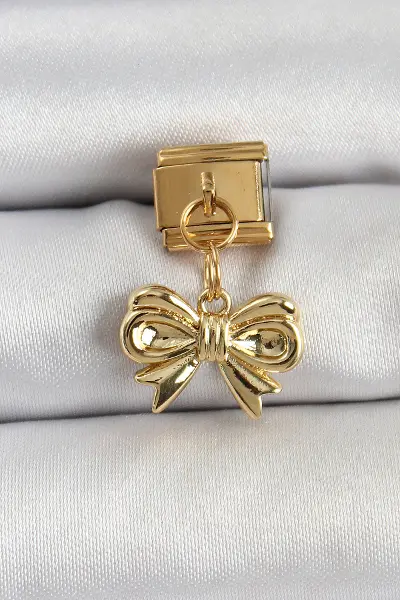 316L Çelik Sallantılı Fiyonk Model Gold Renk Nomination Charm TJ-BC1412