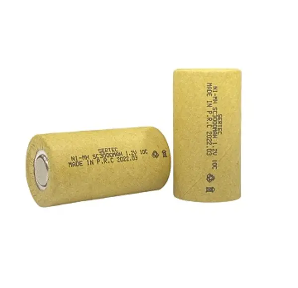 1.2V Ni-Mh SC 3000 mAh. Kağıtlı Şarjlı Pil 10C (Başsız/Flat Head)