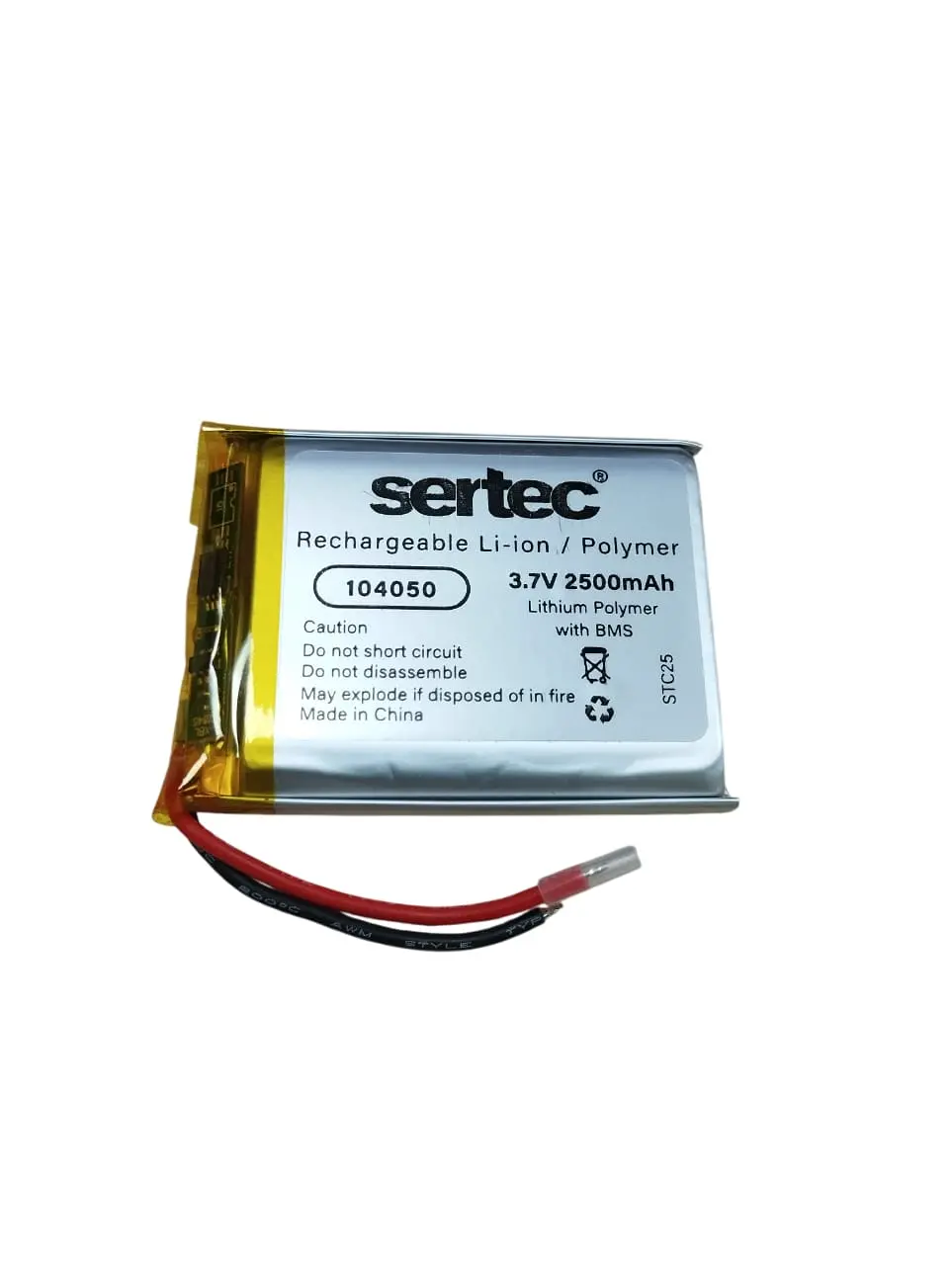 104050 3.7V 2500mAh Li-Polymer Pil (Devreli/1.5A)