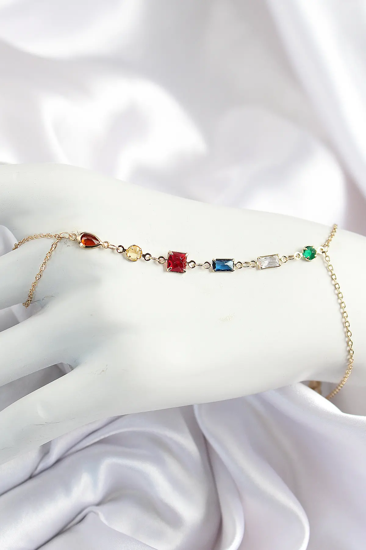 Pirinç Renkli Zirkon Taşlı Y Model Gold Renk Kadın Şahmeran TJ-SN684