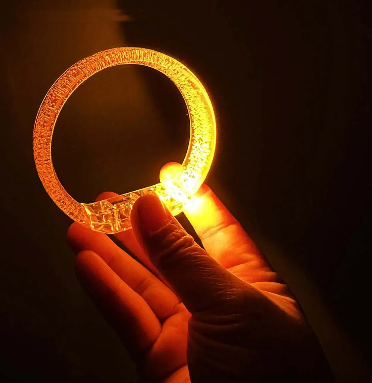 Turuncu Led Işıklı Baskı Yapılabilen Pilli Bileklik Bilezik 1,5 cm Genişlik