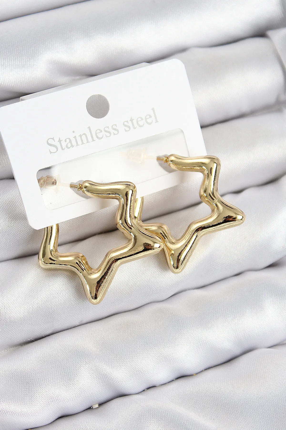Pirinç Yıldız Model Gold Renk Kadın Küpe TJ-BKP11012