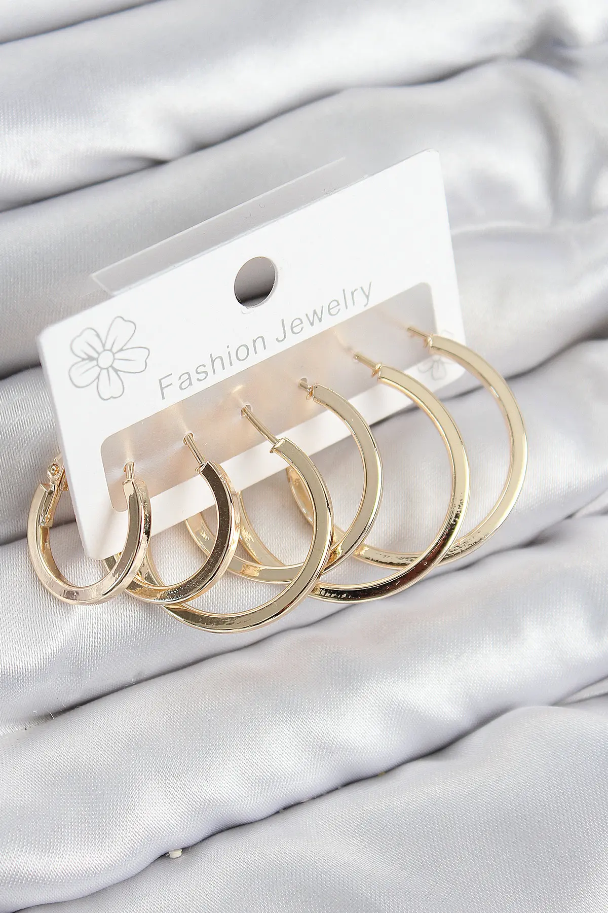 Pirinç Halka Model Gold Renk Kadın Set Küpe TJ-BKP11039