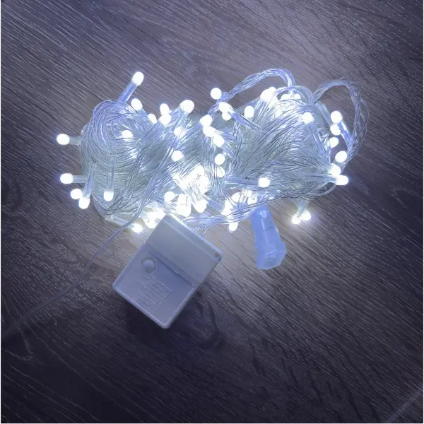 10 M 100 Led Damla Uçlu Beyaz Işık Şeffaf Kablo MZ-17-1