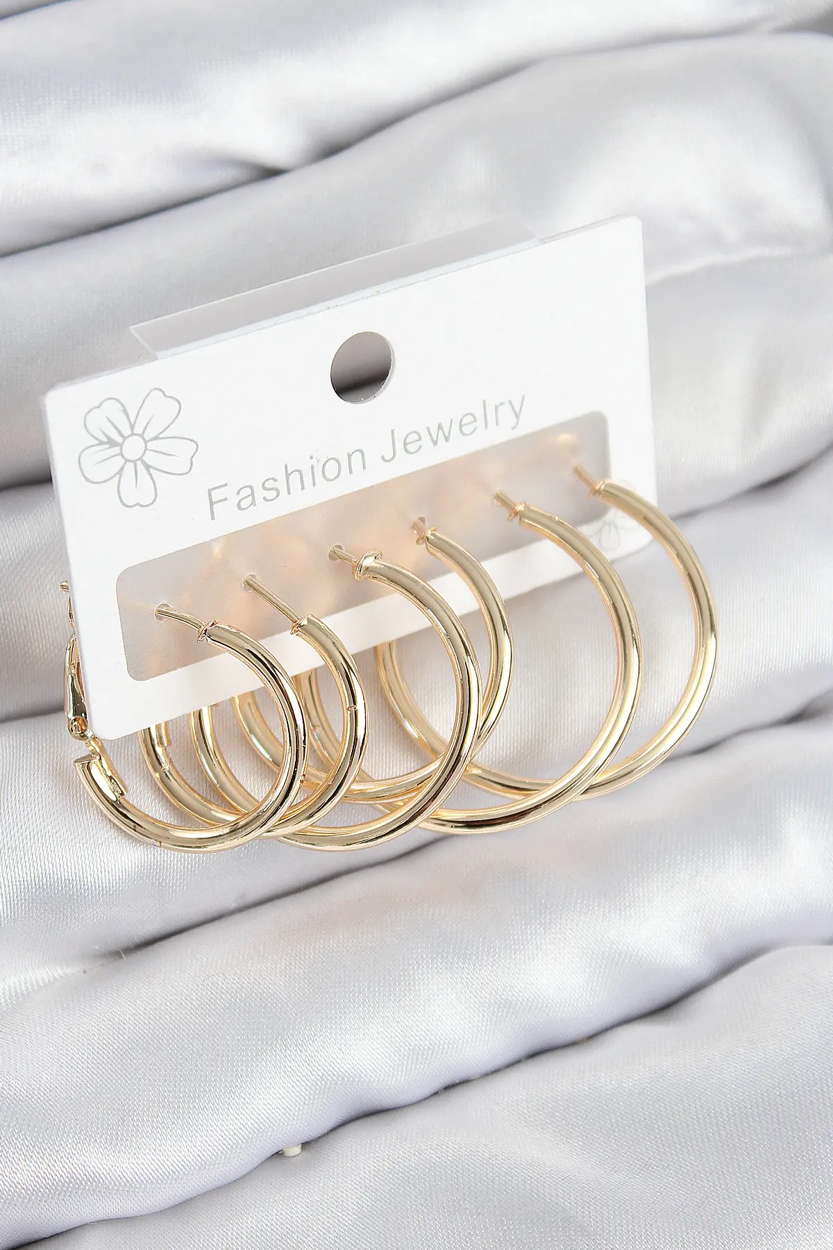 Pirinç Halka Model Gold Renk Kadın Set Küpe TJ-BKP11045