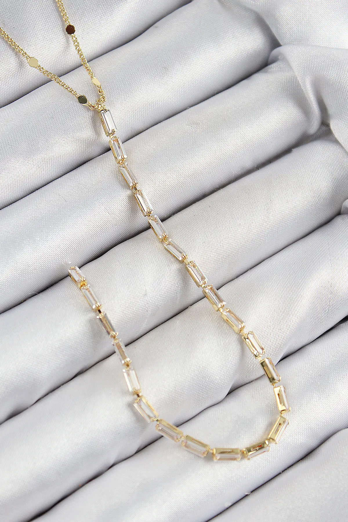 Pirinç Zirkon Taşlı Model Gold Renk Y Kolye TJ-BKO10450