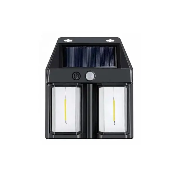 Rustik Ampul İkili Solar Duvar Aplik Güneş Enerjili Hareket Sensörlü