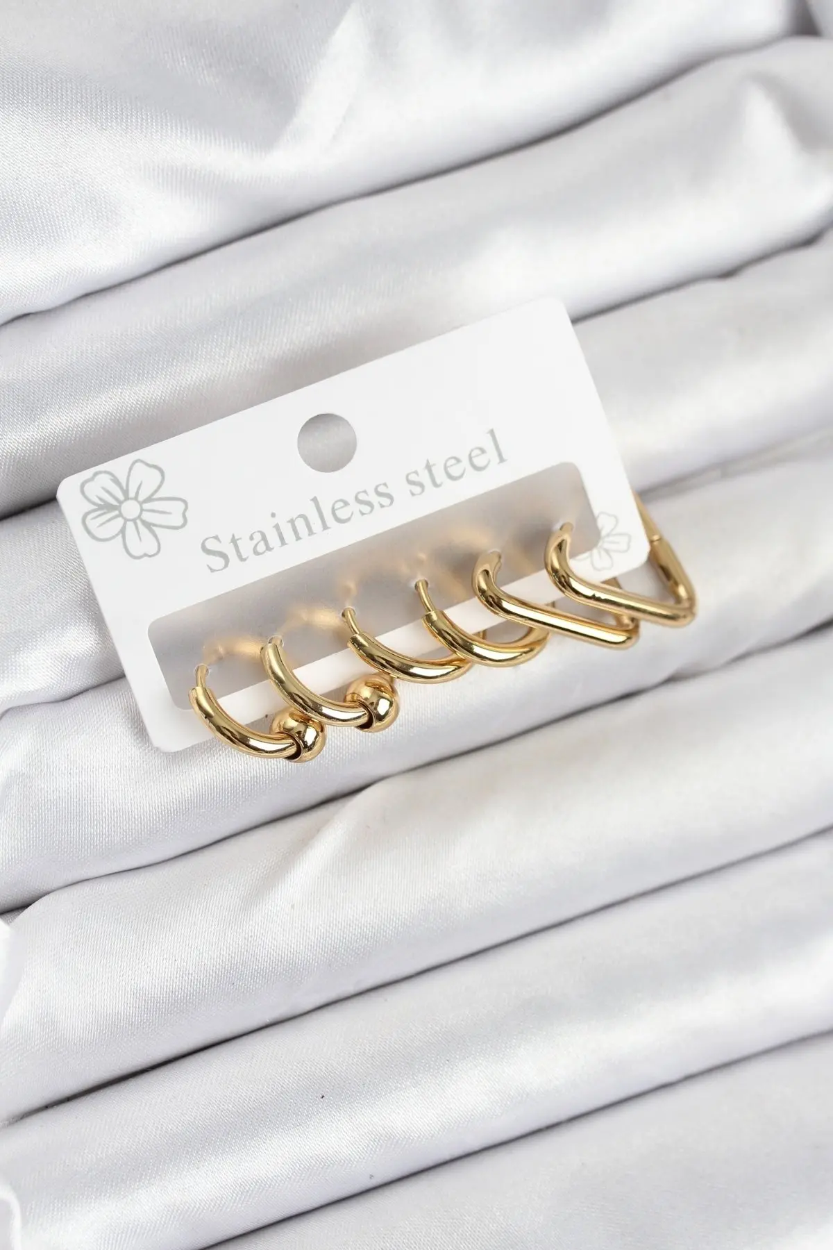 316L Çelik Gold Renk Kadın Küpe Seti TJ-BKP11222