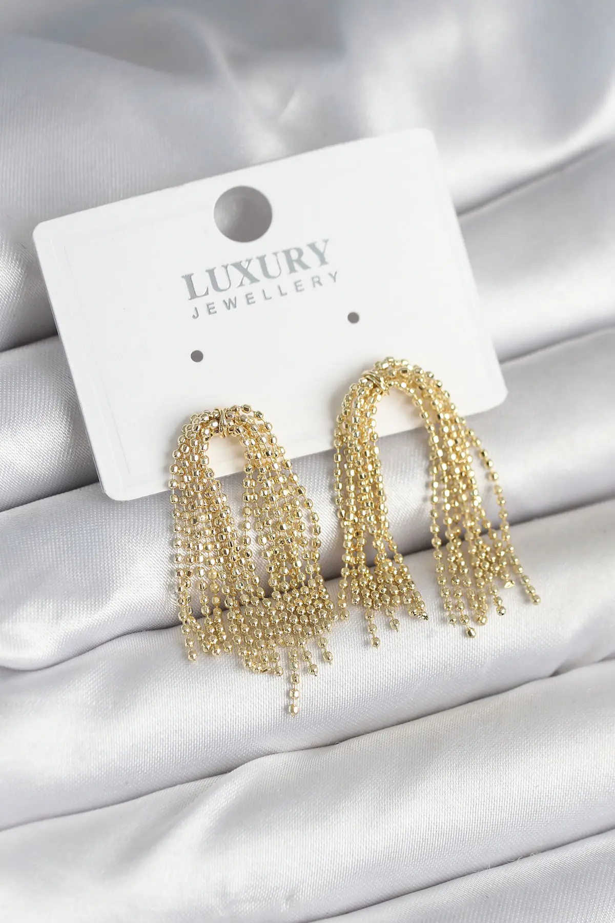 Pirinç Gold Renk Sallantılı Kadın Küpe TJ-BKP11241