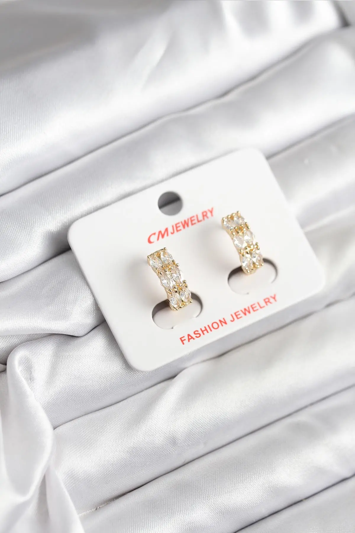 14K Gold Renk Kaplama Zirkon Taşlı CM Kadın Küpe - TJ-BKP11409
