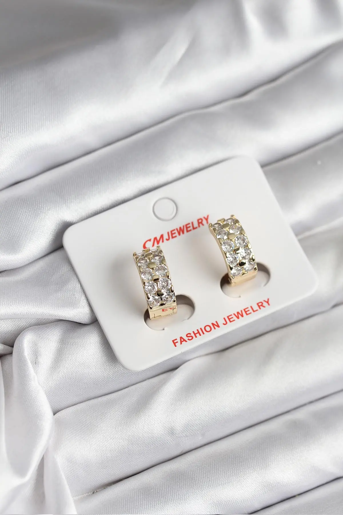 14K Gold Renk Kaplama Zirkon Taşlı CM Kadın Küpe TJ-BKP11419