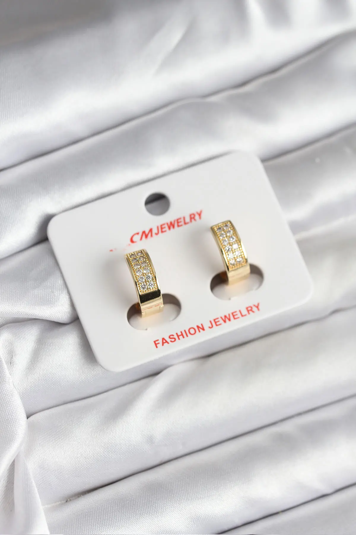 14K Gold Renk Kaplama Zirkon Taşlı Halka CM Kadın Küpe TJ-BKP11428