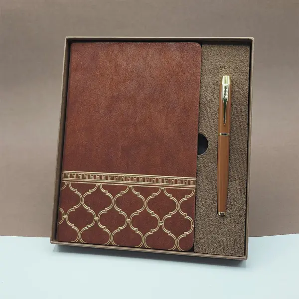 Öğretmenler Günü Hediyesi Kutulu Deri Defter Kalem Seti