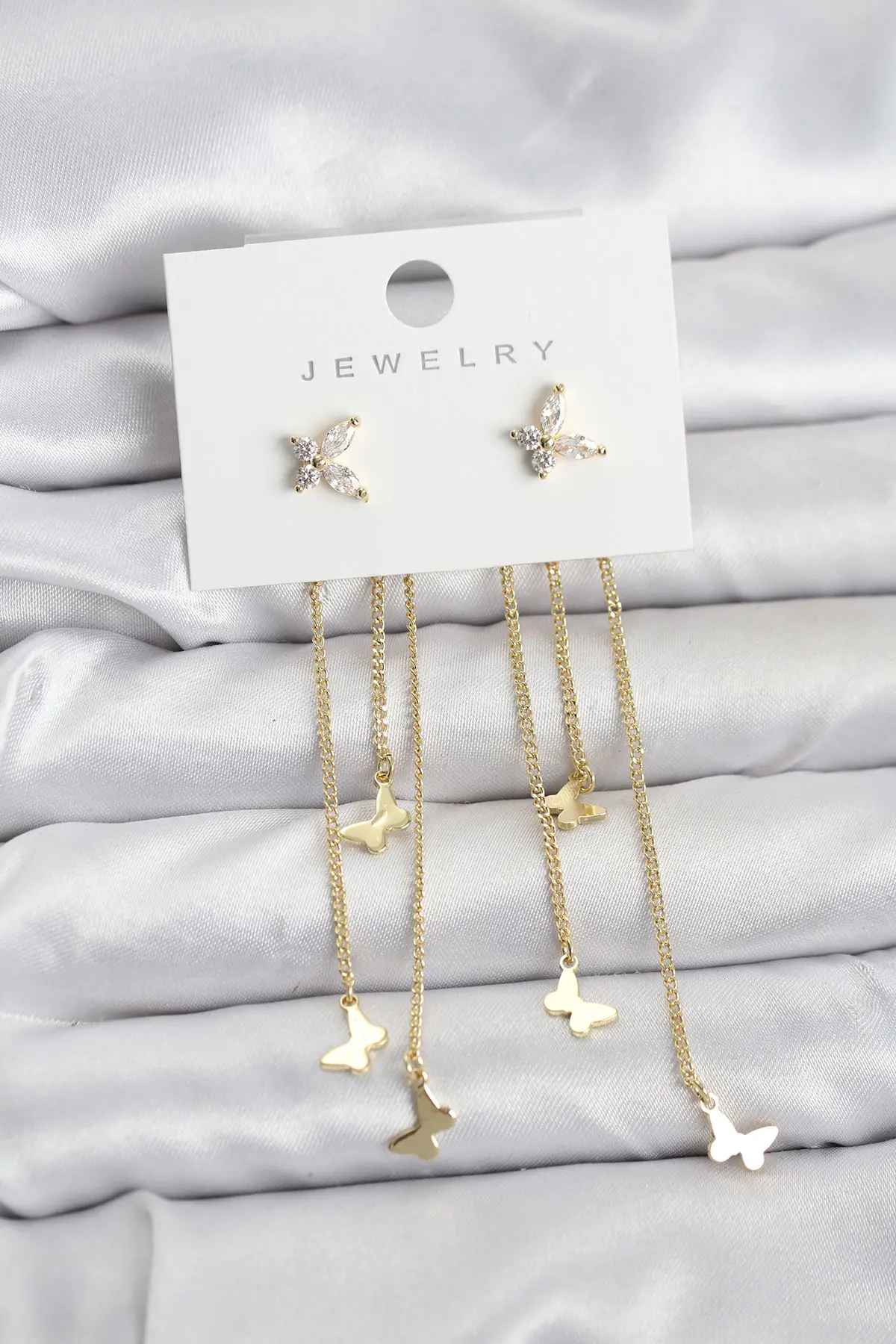 Model Gold Renk Pirinç Sallantılı Kadın Küpe TJ-BKP11457
