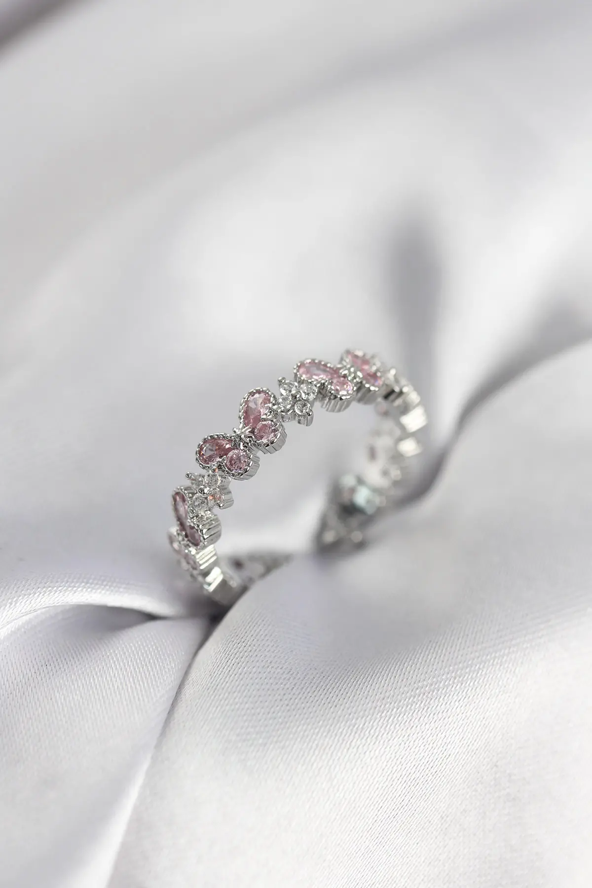Pembe Zirkon Taşlı Model Kadın Yüzük TJ-BYK3951