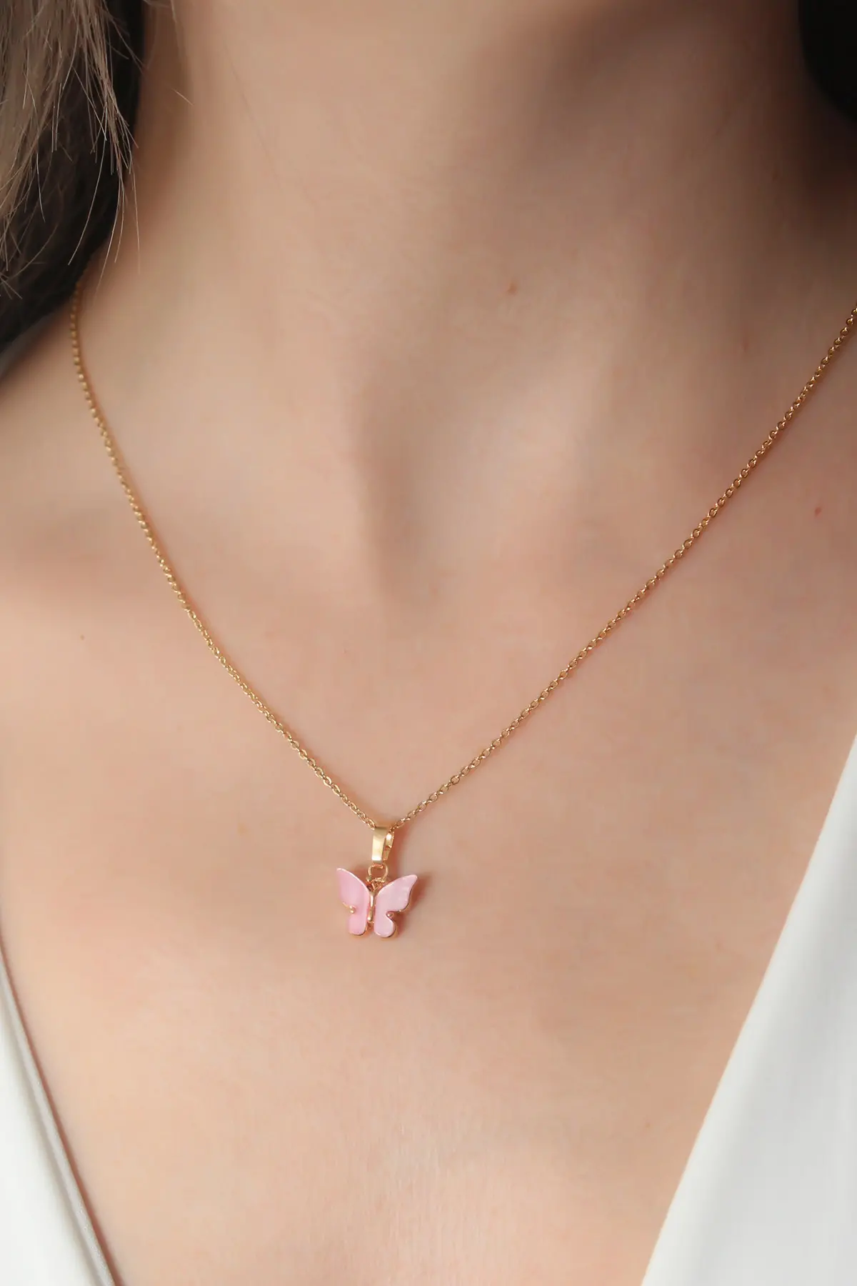 Gold Pembe Renk Figür Kadın Kolye TJ-BKO6817