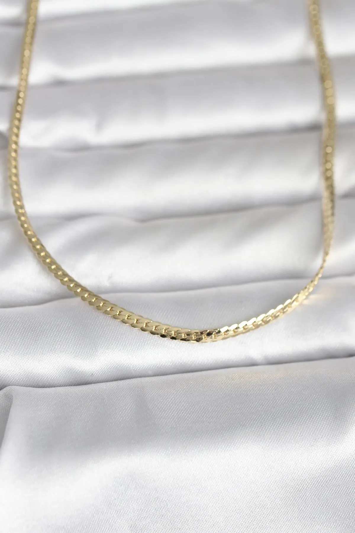 CM 14K Gold Renk Yassı Zincir Model 45 cm Kadın Kolye TJ-BKO11002