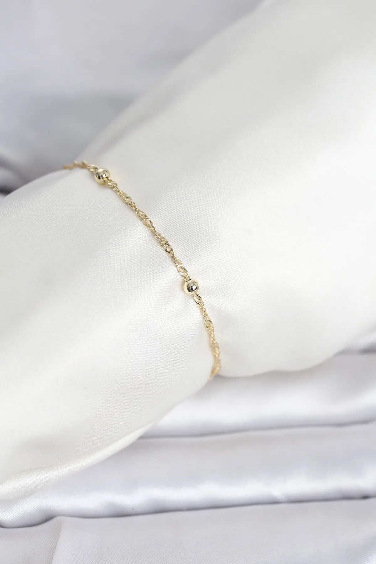 CM 14K Gold Renk Burgu Topçuk Model Kadın Bileklik TJ-BB8281