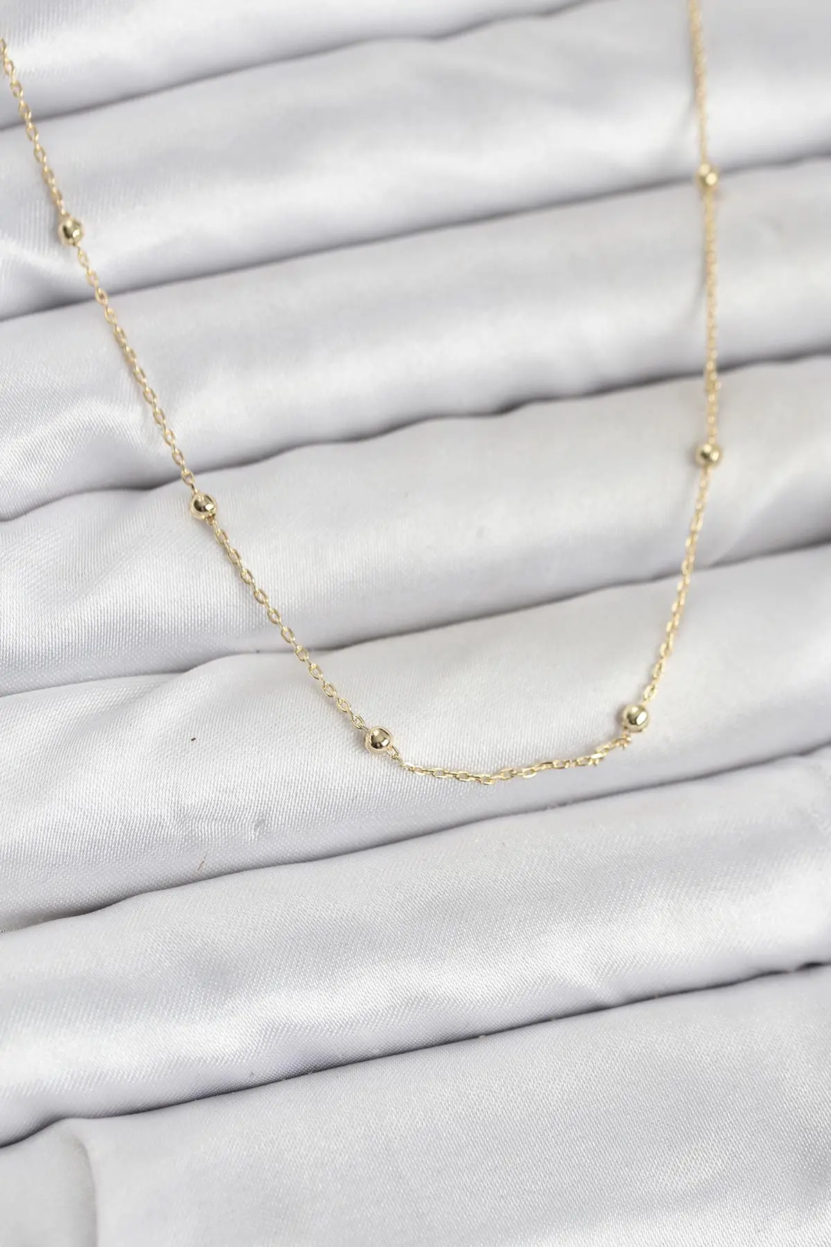 CM 14K Gold Renk Minik Top Zincirli Kadın Kolye TJ-BKO10920