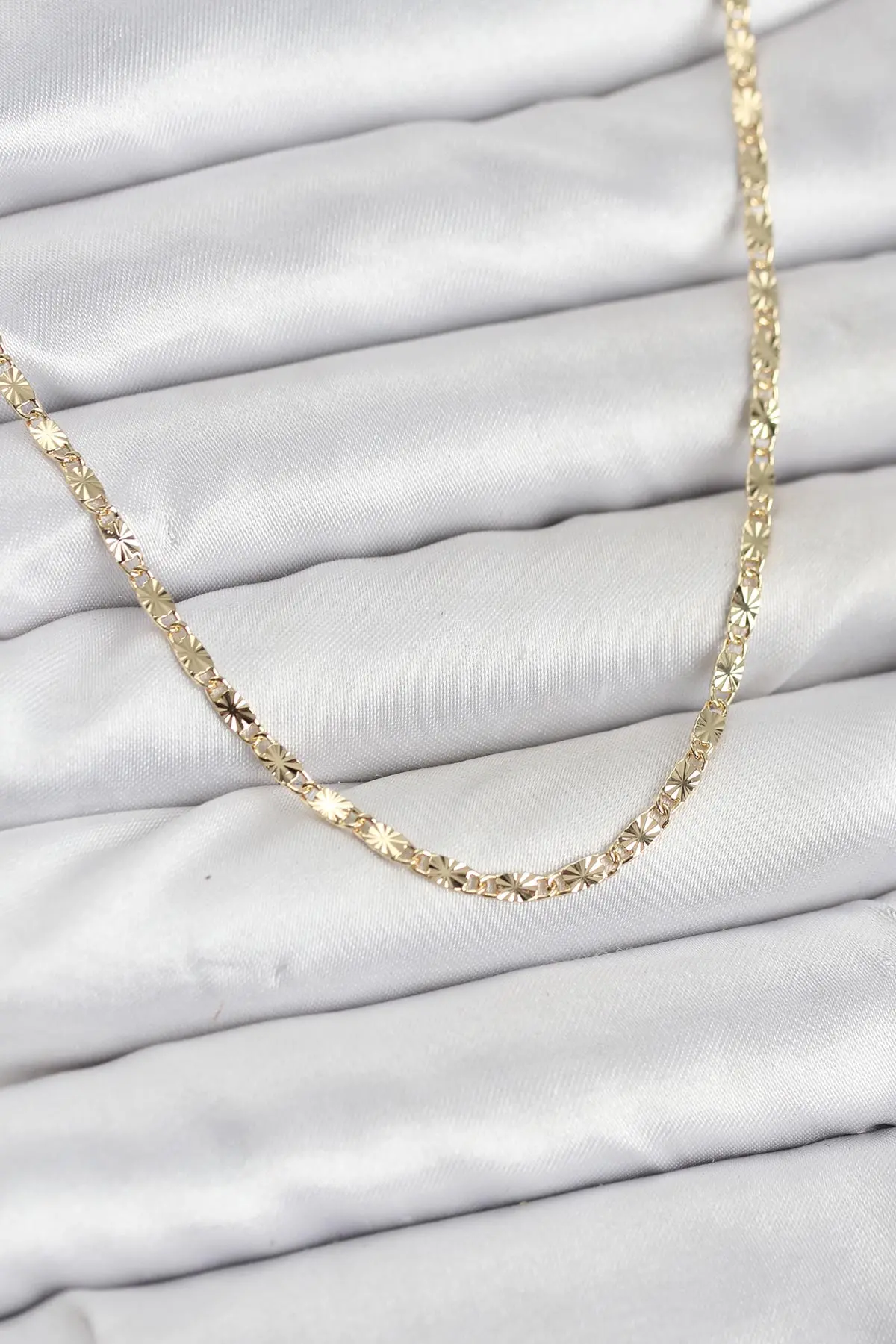 CM 14K Gold Renk Lazerli Zincir Model Kadın Kolye TJ-BKO10923