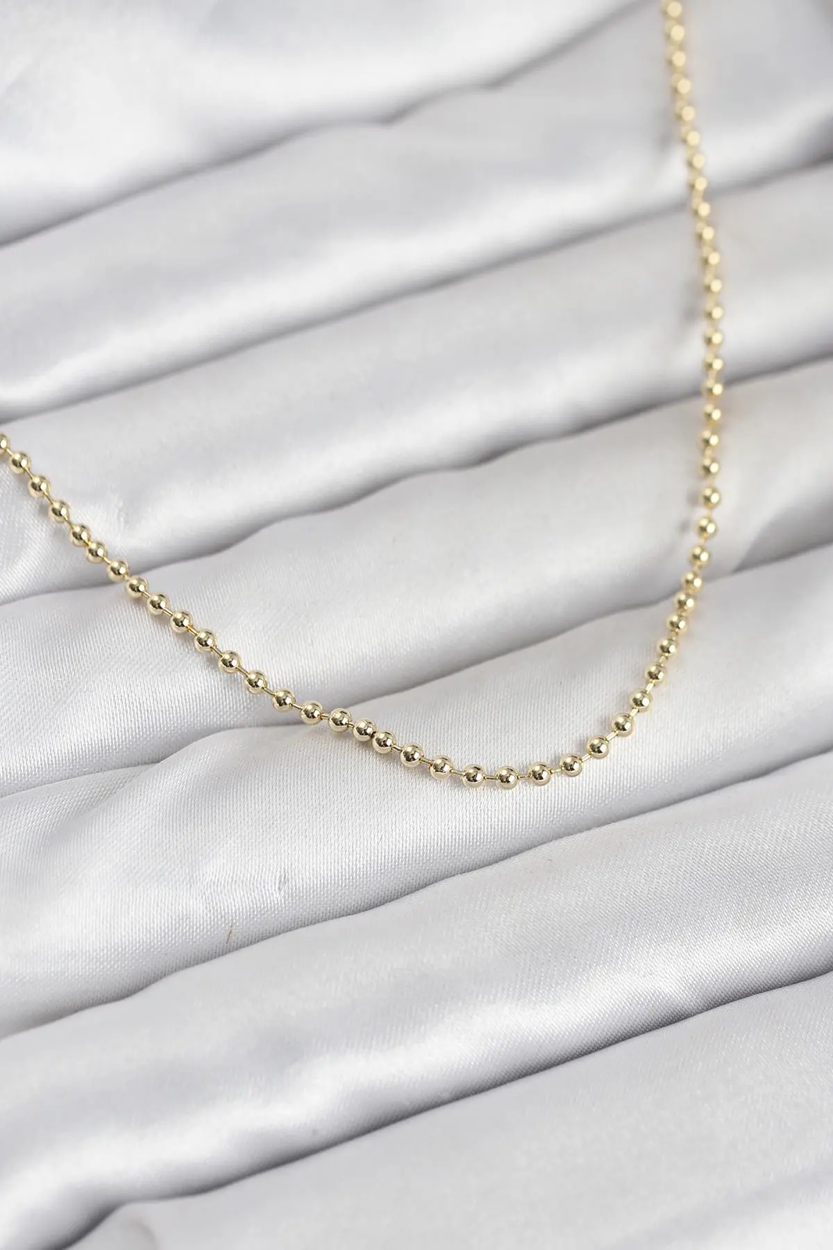 CM 14K Gold Renk Top Zincirli Model 60 cm Kadın Kolye TJ-BKO10937