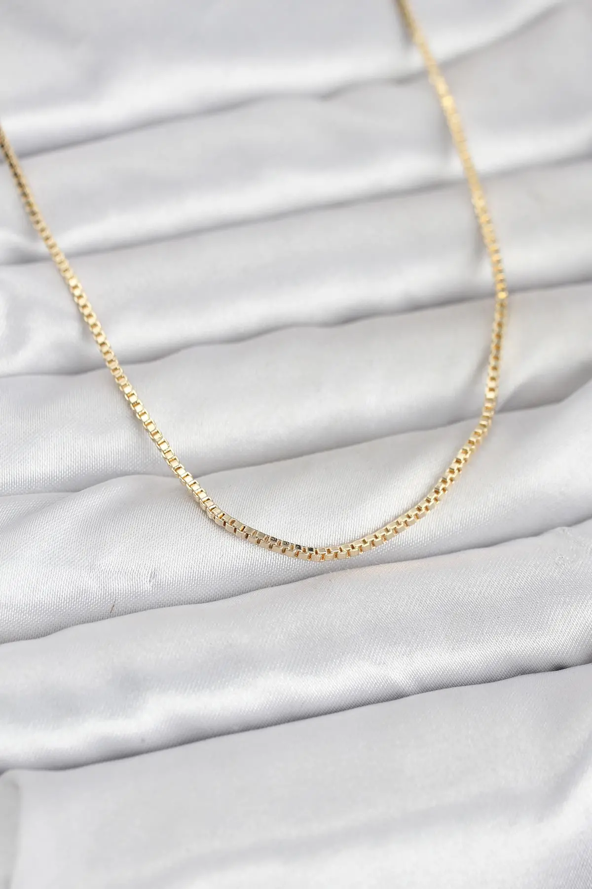 CM 14K Gold Renk Kare Zincirli Model 60 cm Kadın Kolye TJ-BKO10941
