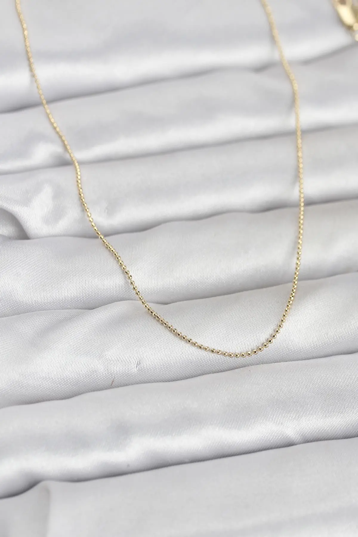 CM 14K Gold Renk İnce Top Zincirli 60 cm Kadın Kolye TJ-BKO10943