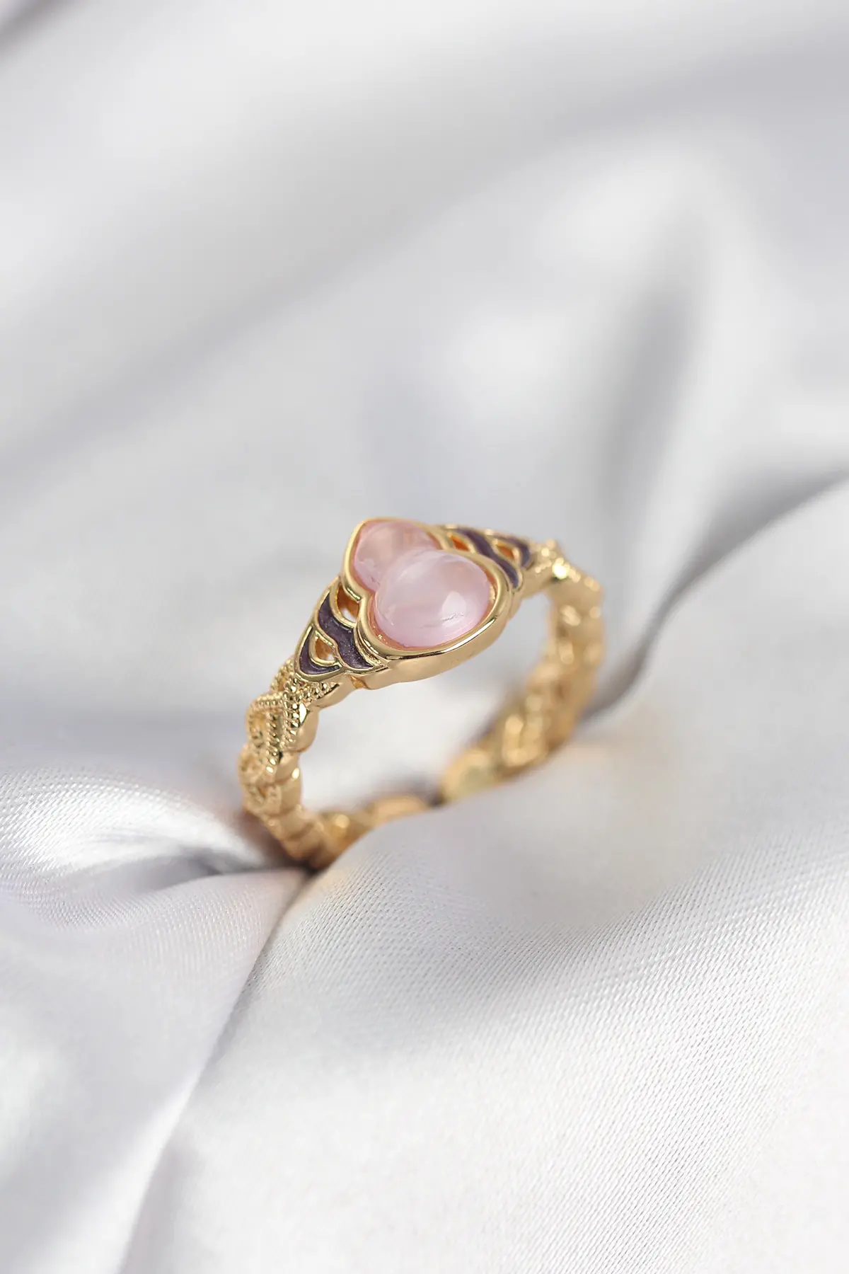 Gold Renk Pembe Damla Model Kadın Yüzük TJ-BYK3999