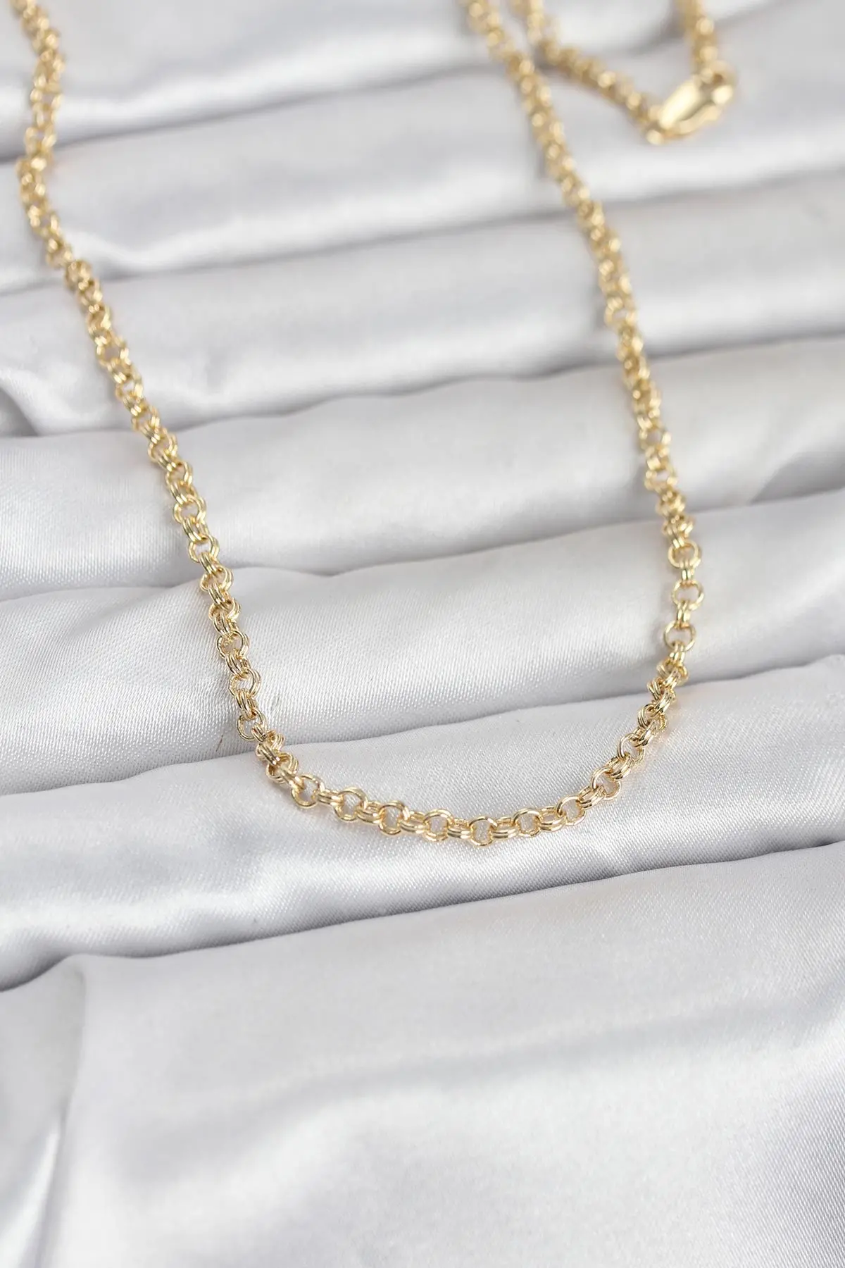 CM 14K Gold Renk Halka Zincir Model 60 cm Kadın Kolye TJ-BKO10951