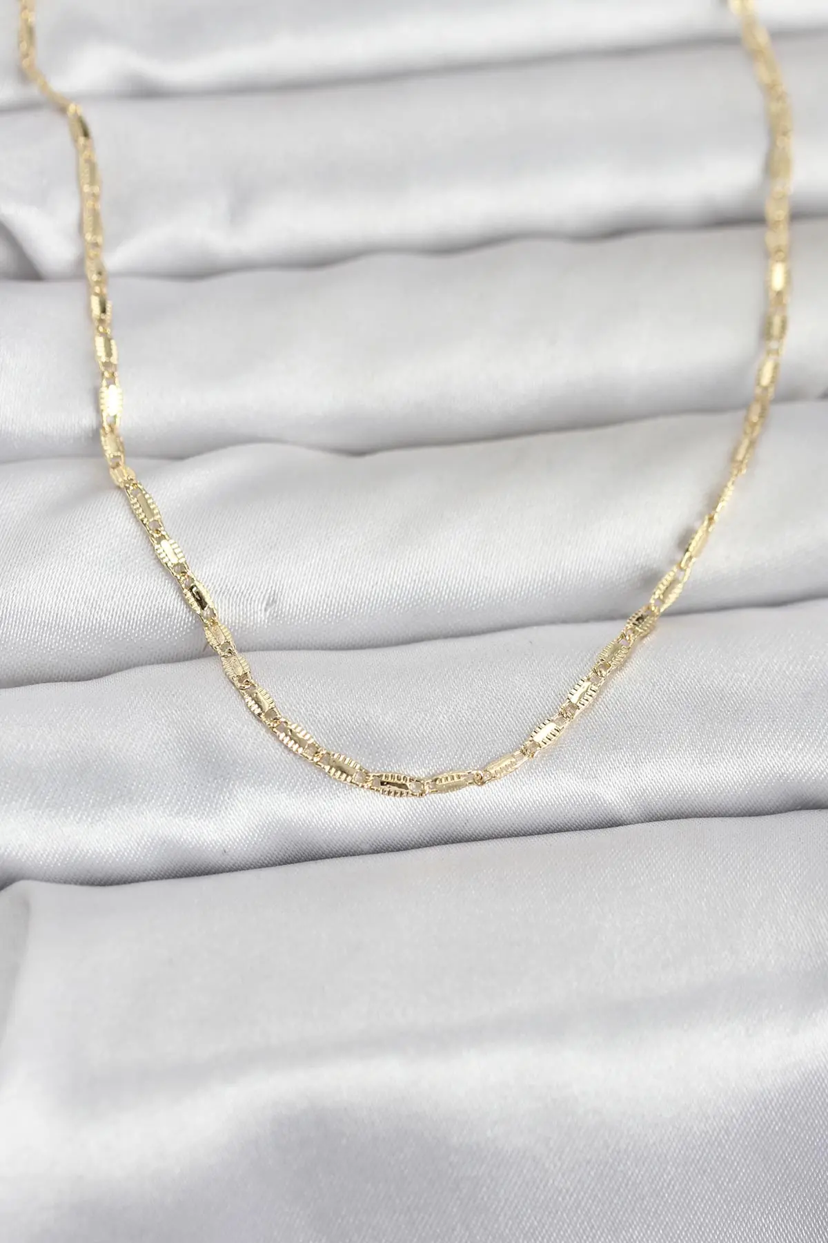 CM 14K Gold Renk Lazerli Zincir Model 60 cm Kadın Kolye TJ-BKO10957