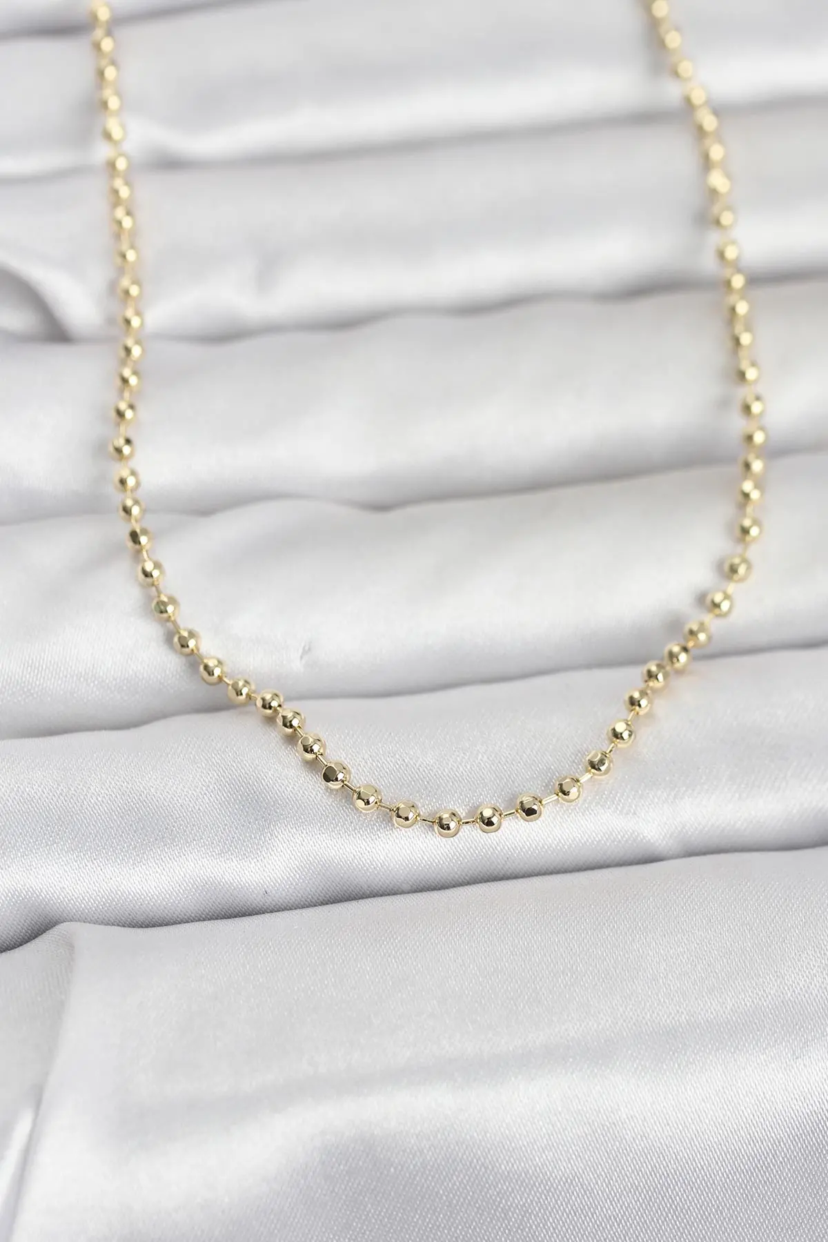 CM 14K Gold Renk Top Zincirli Model 60 cm Kadın Kolye TJ-BKO10958