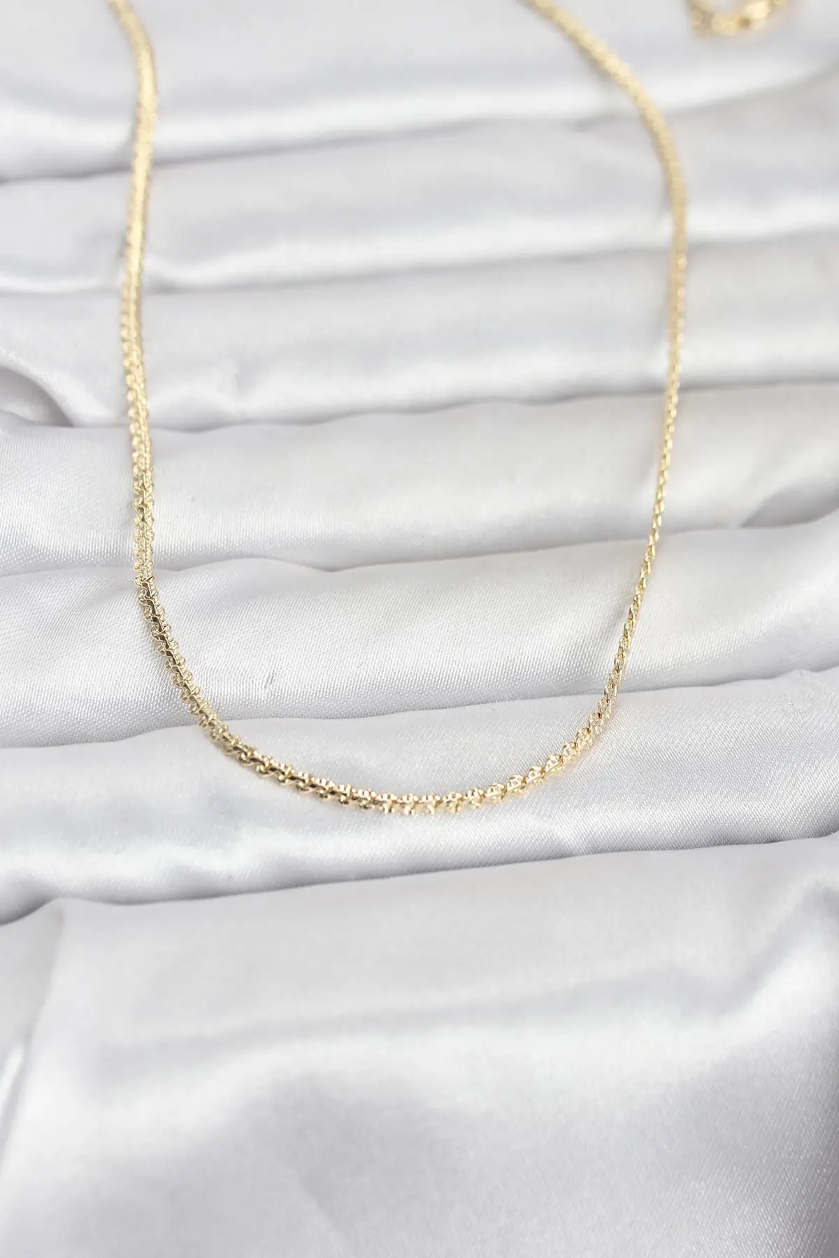 CM 14K Gold Renk Yassı Zincir Model 60 cm Kadın Kolye TJ-BKO10965