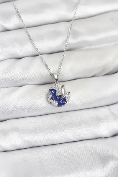 316L Çelik Zincir Gümüş Renk Gece Model Zirkon Taşlı Kadın Kolye TJ-BKO10890