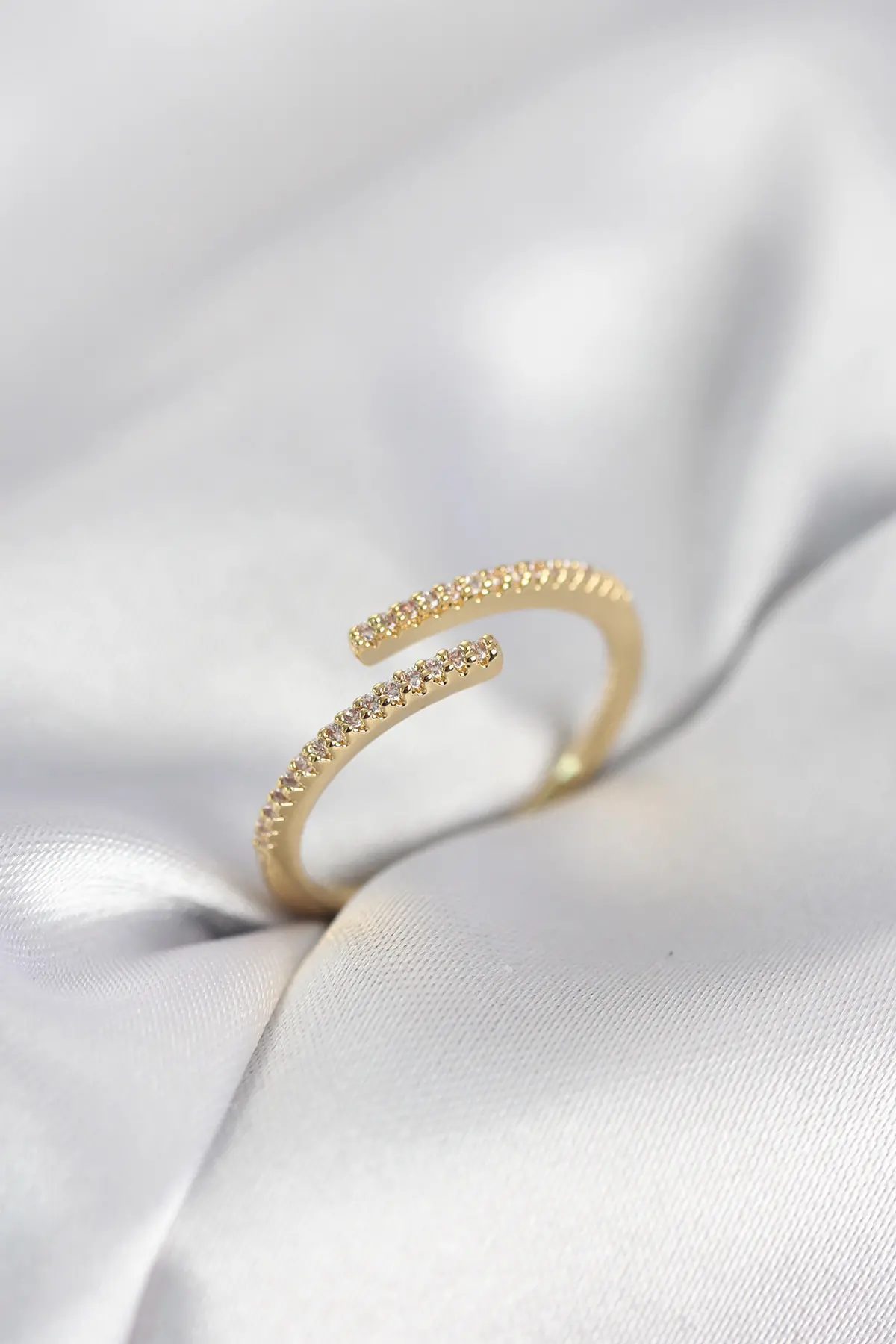 Gold Renk Zirkon Taşlı Yılan Tarz Kadın Yüzük TJ-BYK4050