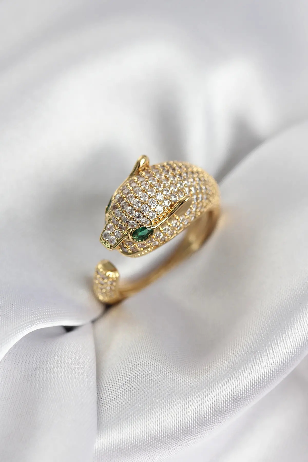 Jaguar Model Gold Renk Zirkon Taşlı Kadın Yüzük TJ-BYK3934