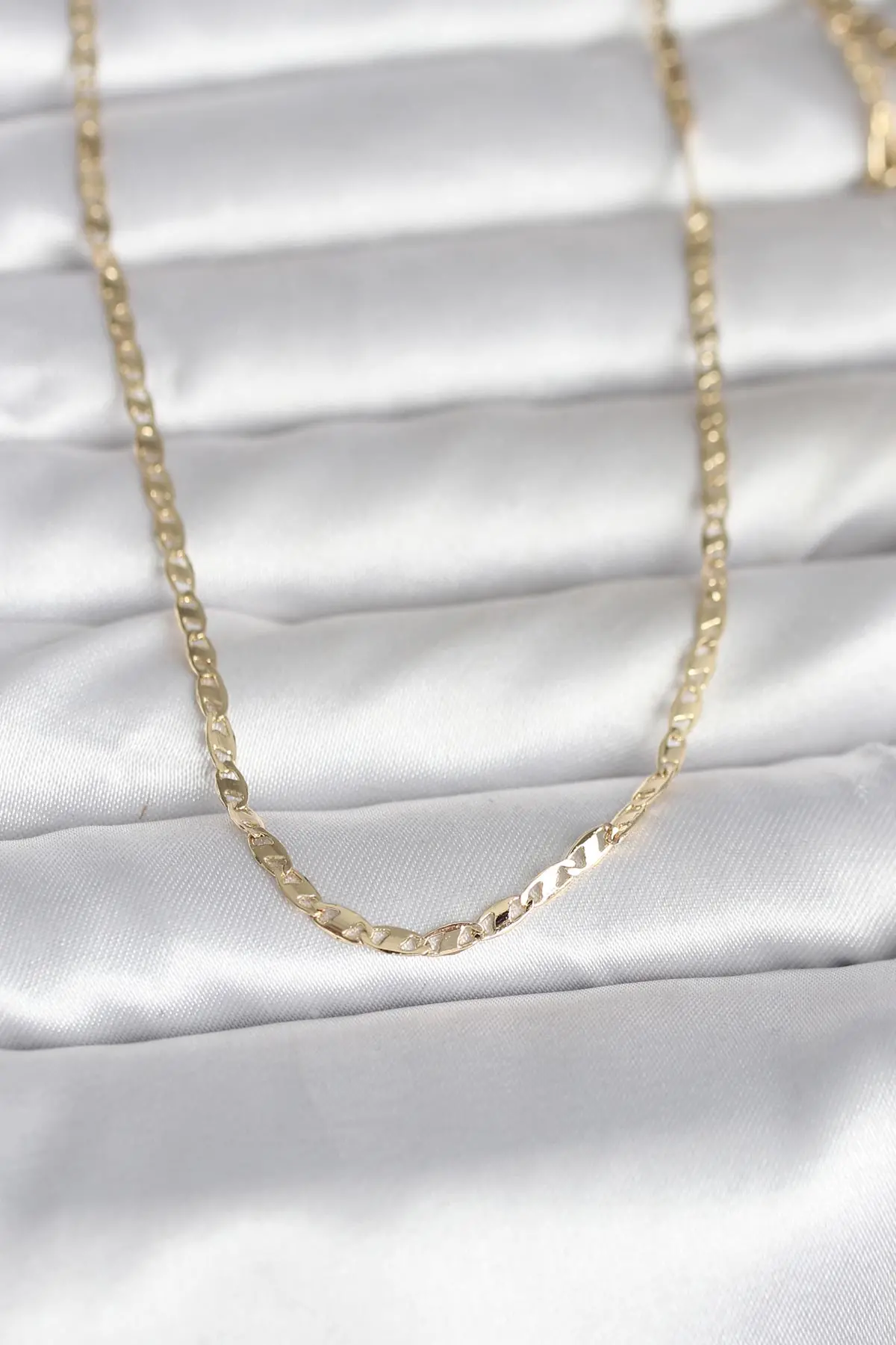 CM 14K Gold Renk Yassı Zincir Model 60 cm Kadın Kolye TJ-BKO10984