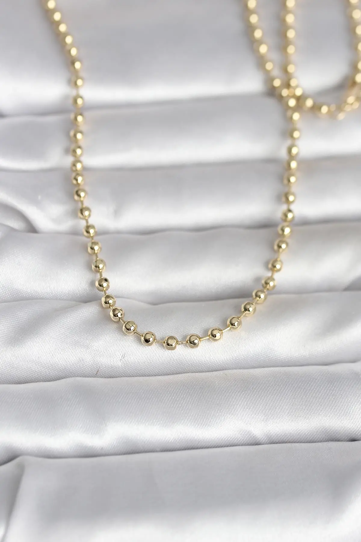 CM 14K Gold Renk Top Zincirli Model 60 cm Kadın Kolye TJ-BKO10987